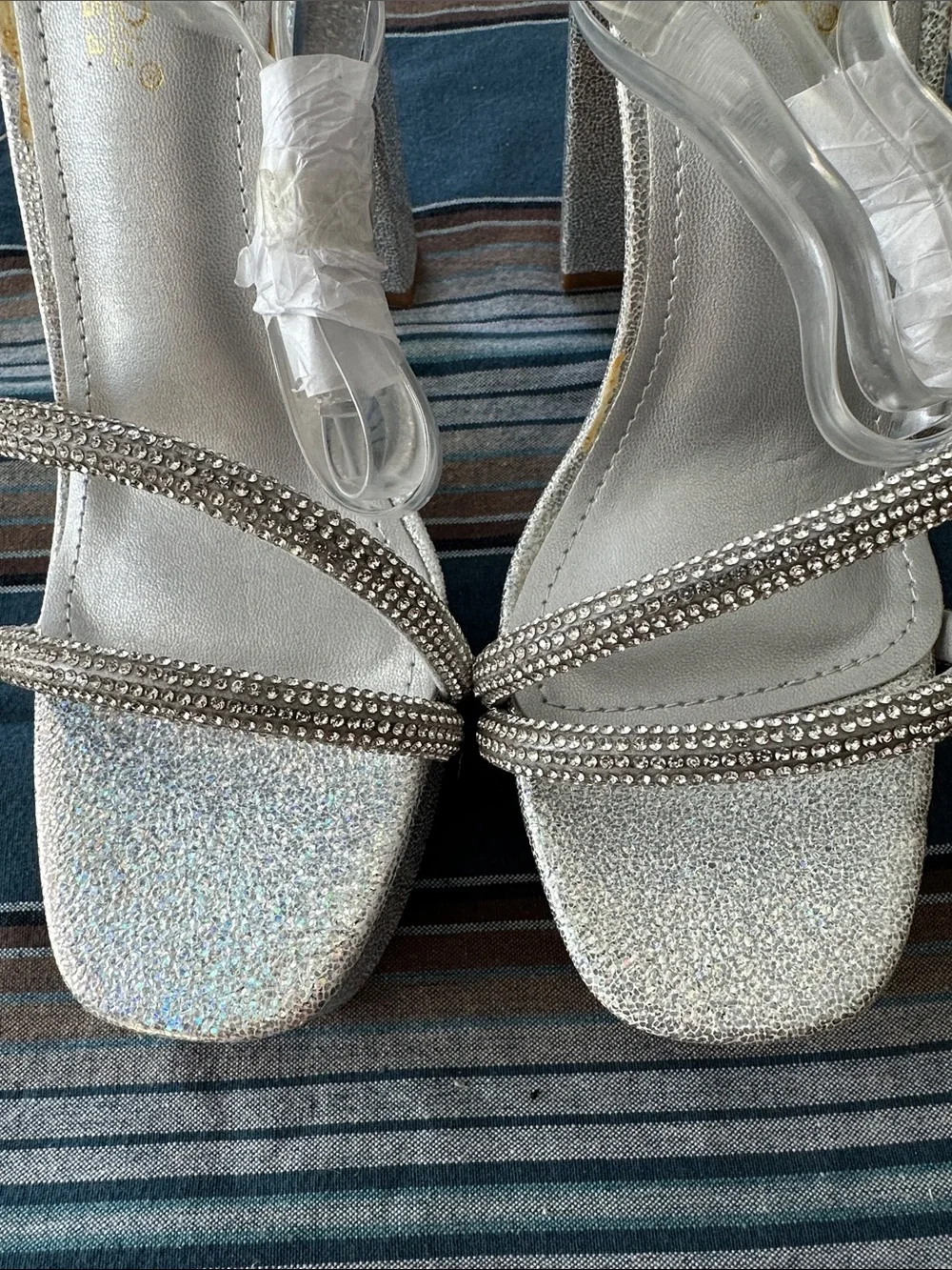 👡 Silver Rhinestone Platform Sandals